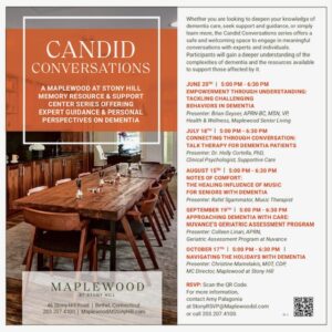 CANDID CONVERSATIONS - AN ONGOING SERIES ABOUT DEMENTIA - MAPLEWOOD AT STONY HILL @ Maplewood Stony Hill | Bethel | Connecticut | United States